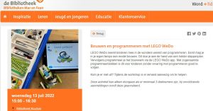 Bibliotheek: Bouwen en programmeren met LEGO WeDo @ Bibliotheek Koudum
