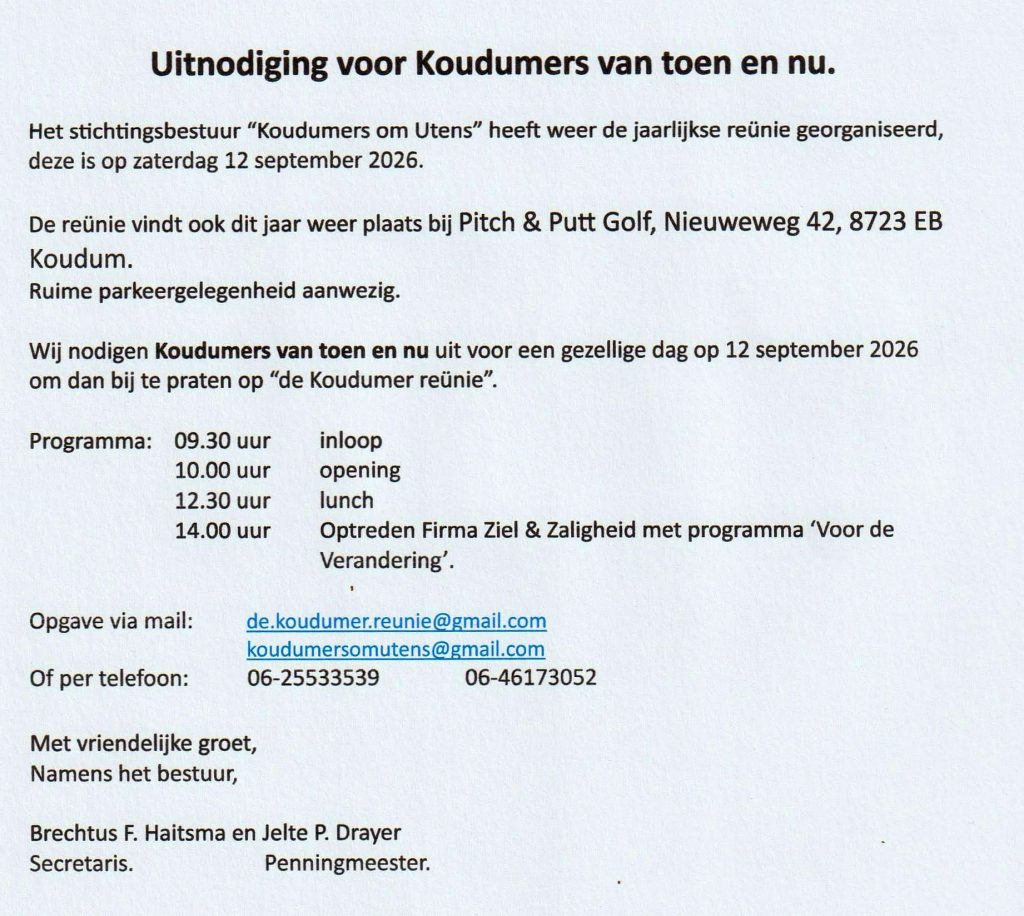 Reünie Koudumers van toen en nu
