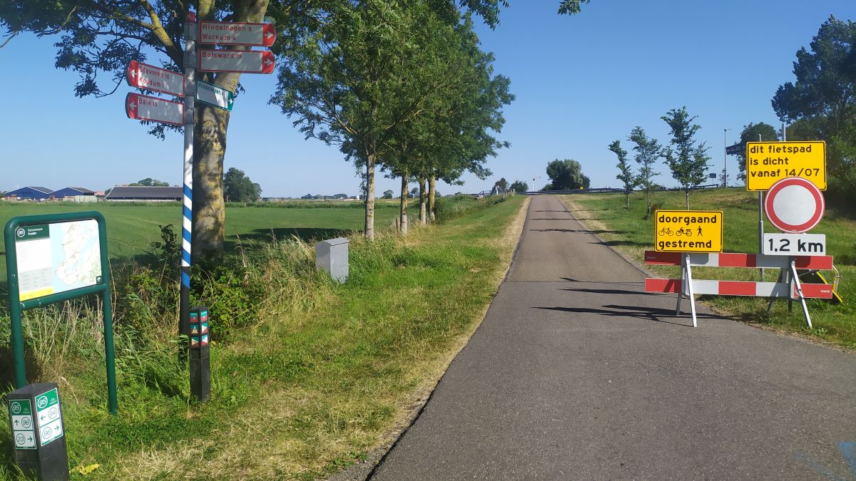 Fietspad richting Hindeloopen afgesloten